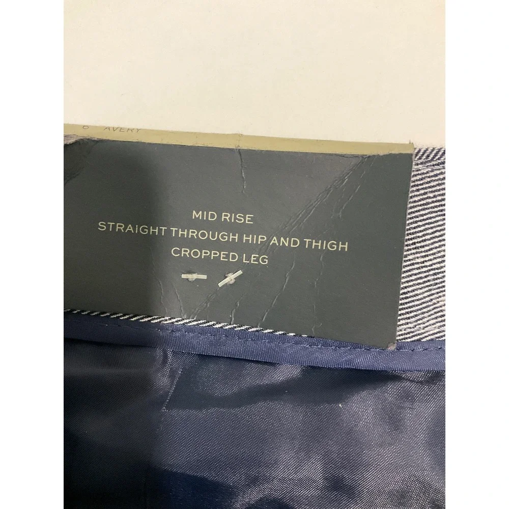 NEW Banana Republic Avery Linen Trousers Mid Rise Straight Blue Chambray‎ Preppy